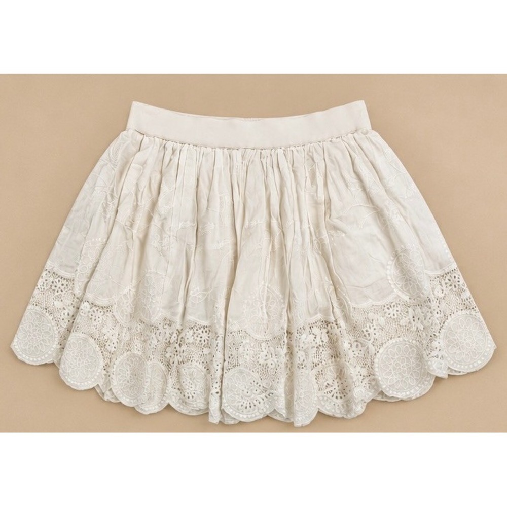 Anthropologie Raga White Embroidered Lace Skort Skirt Small Boho Cottagecore NWT - Picture 5 of 8